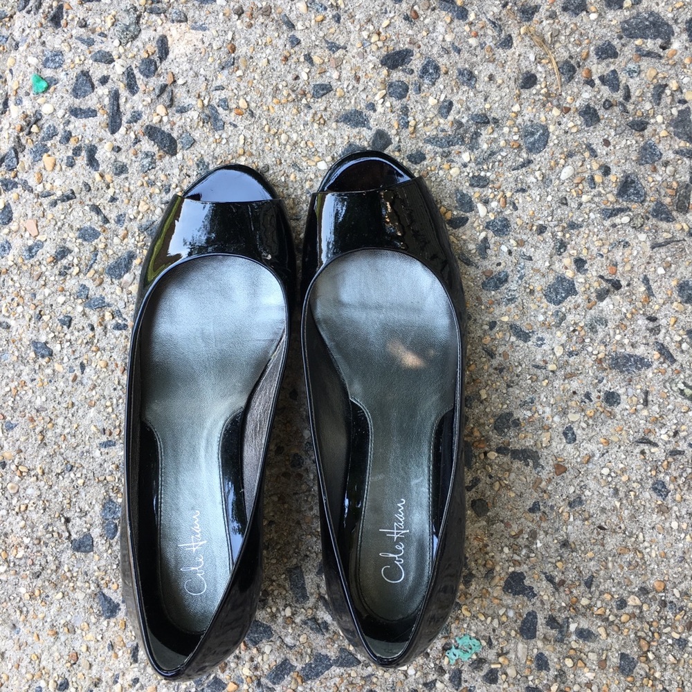 Cole Haan Air Tali 8B Black Patent Leather  Wedge